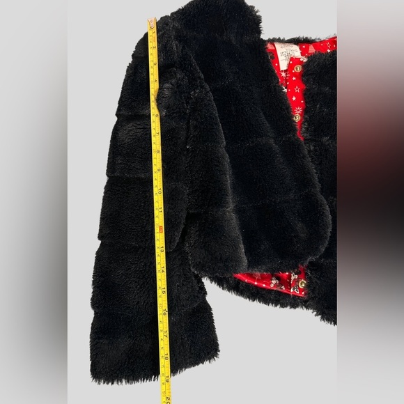 Minnie Mouse Black Faux Fur Jacket with Red Accents - Picture 4 of 5